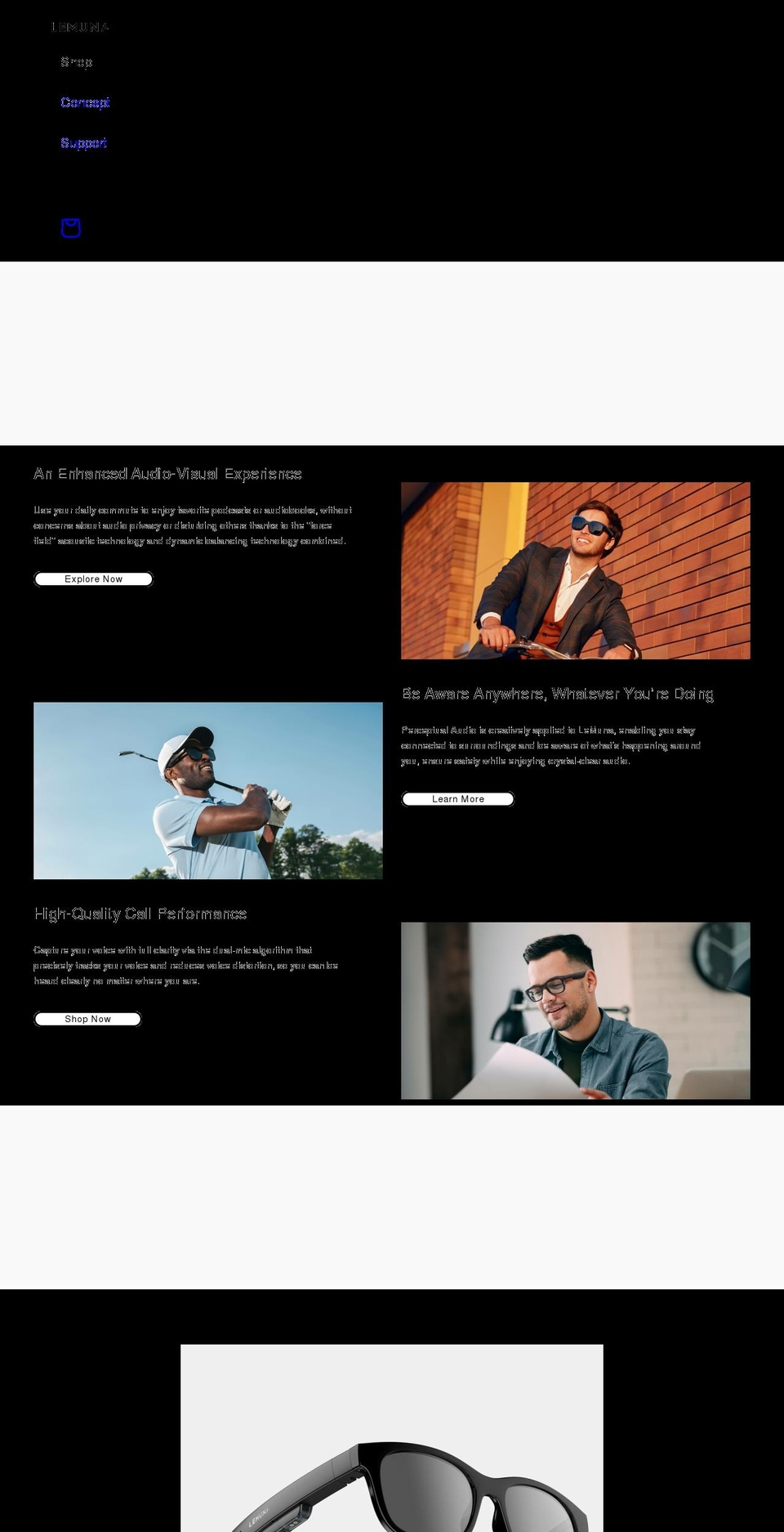 lemunaglasses.com shopify website screenshot