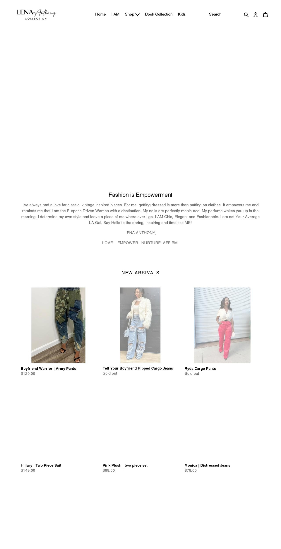 lenaanthonycollection.com shopify website screenshot