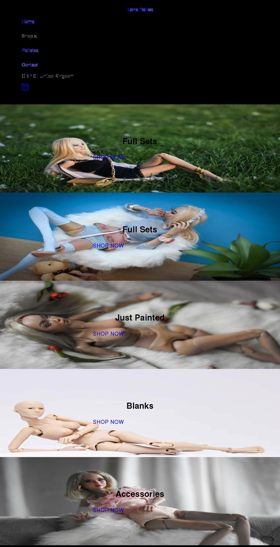 lenafelice.com shopify website screenshot