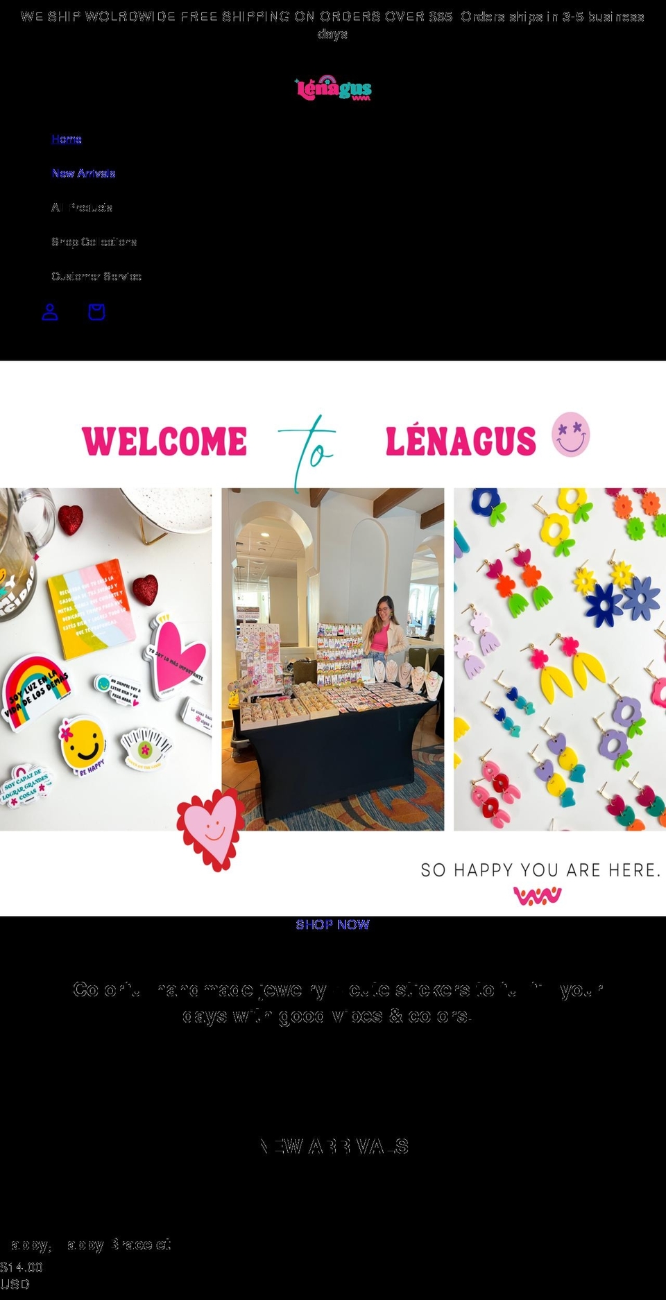 lenagus.com shopify website screenshot