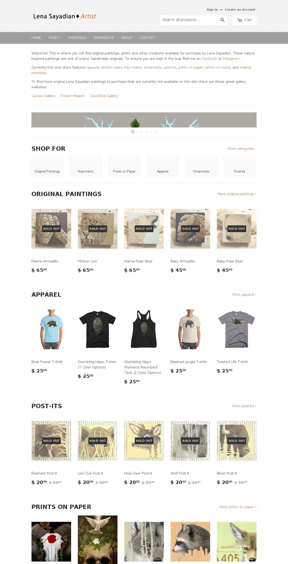lenasayadian.com — Shopify storefront screenshot