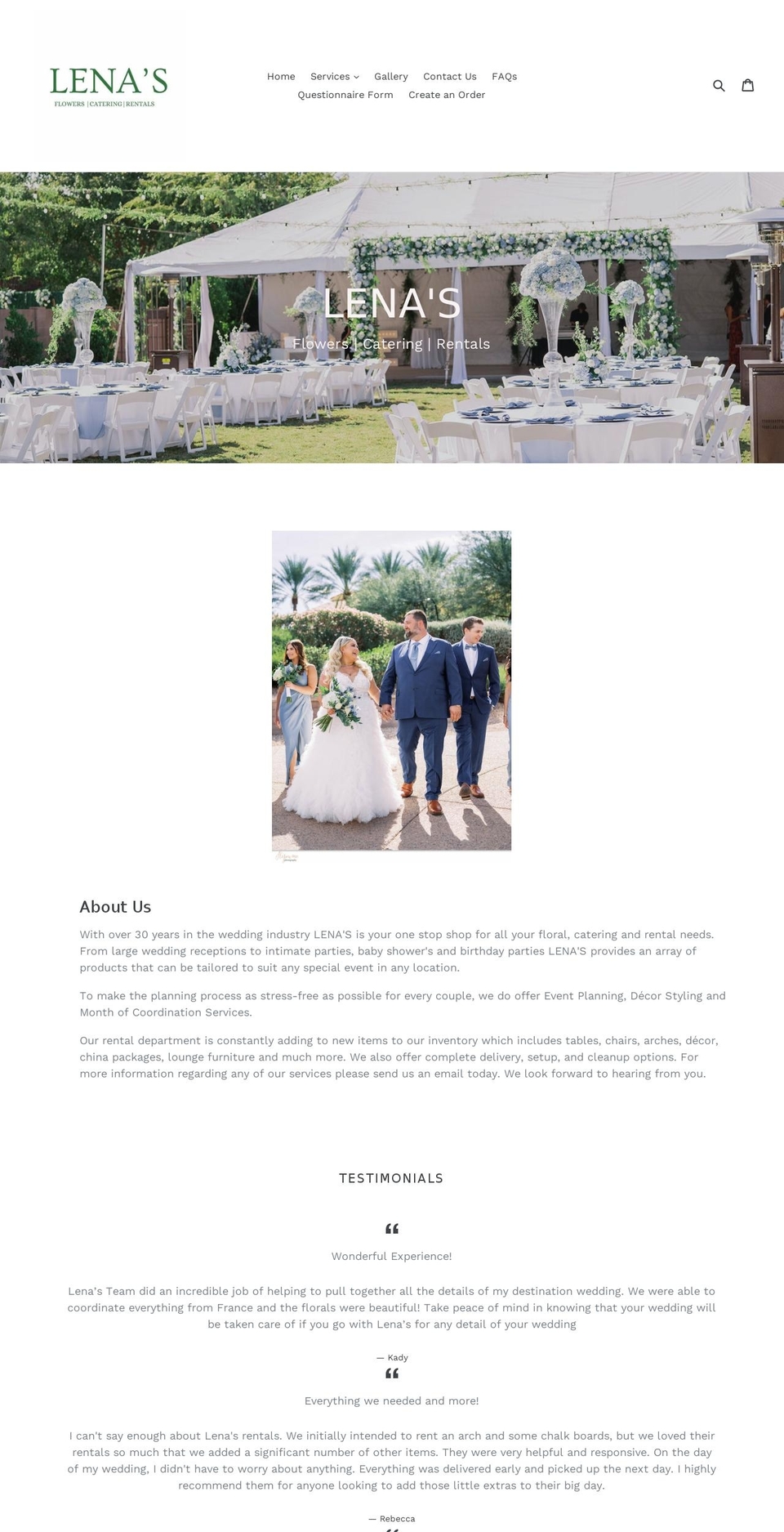 lenasrentals.com shopify website screenshot