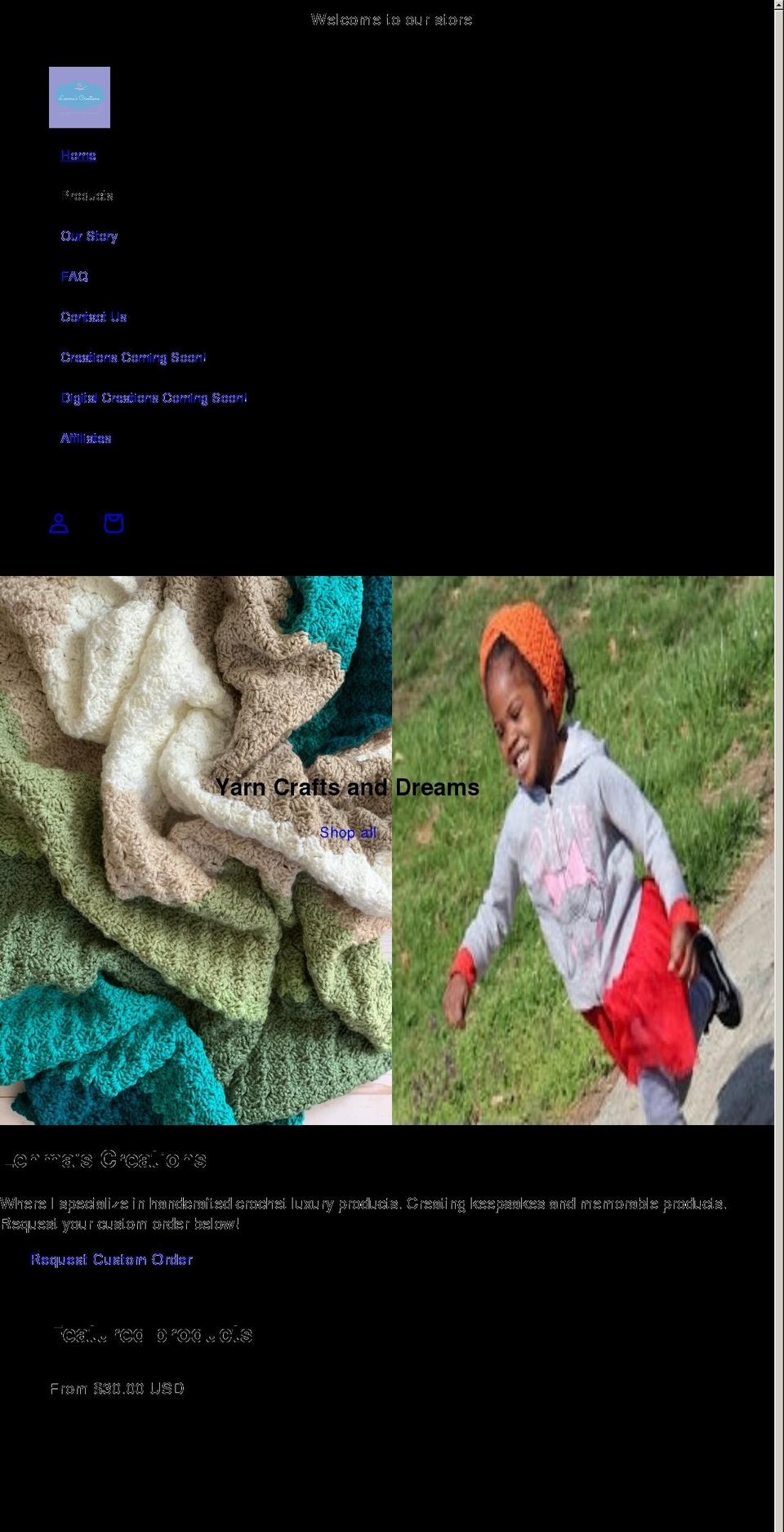 lenmascreations.com shopify website screenshot