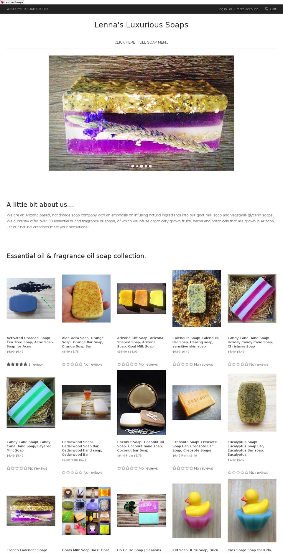 lennassoaps.com — Shopify storefront screenshot