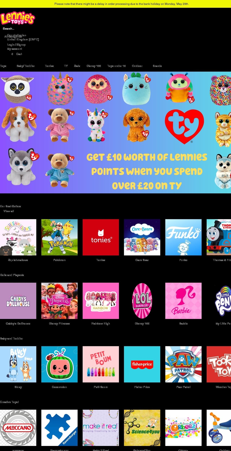 lennies.com shopify website screenshot