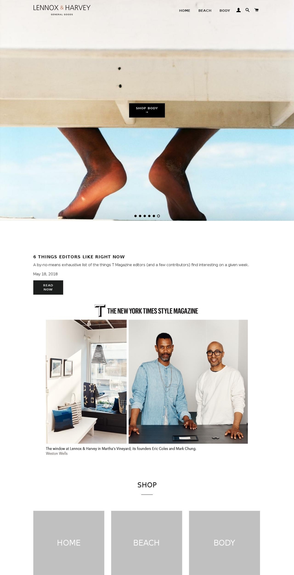 lennoxandharvey.com — Shopify storefront screenshot