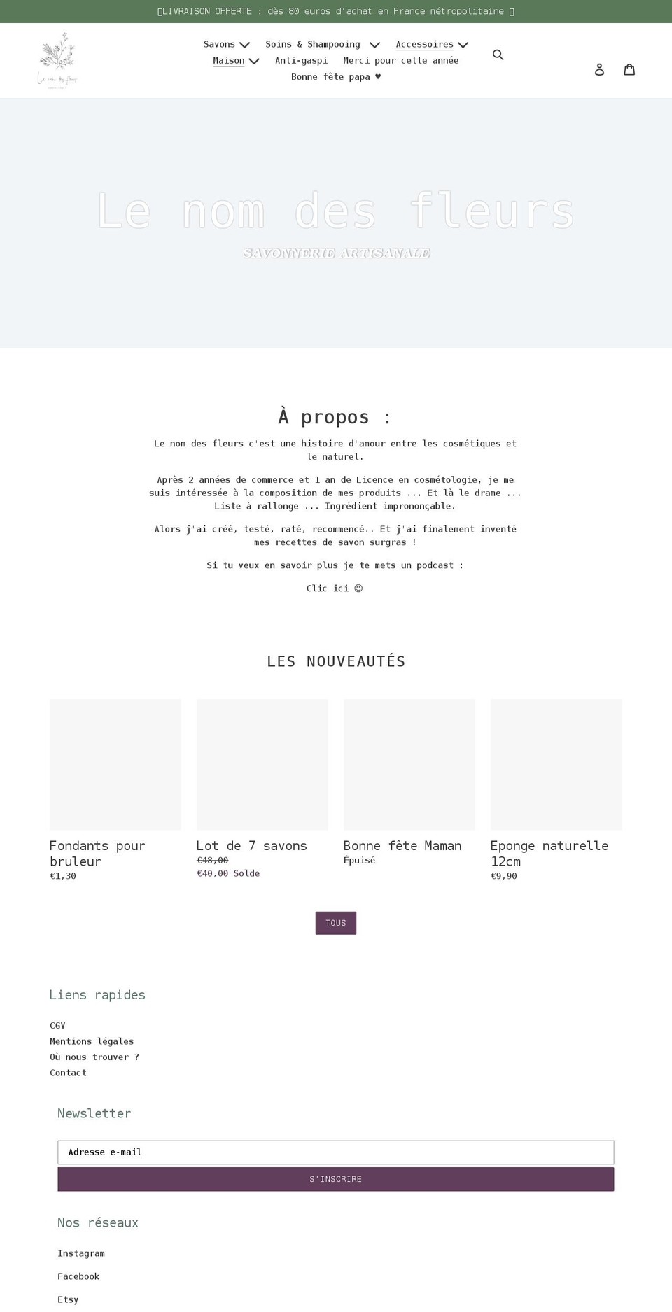 lenomdesfleurscosmetique.com shopify website screenshot