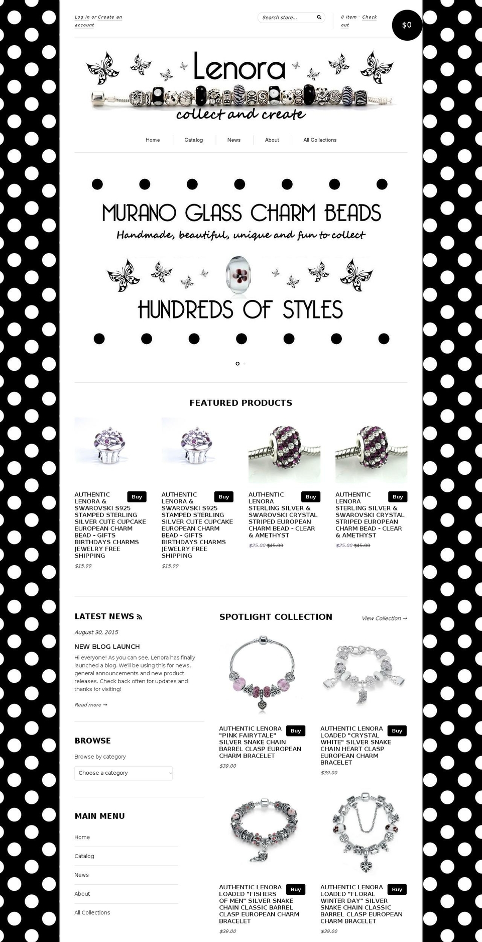 lenorajewelry.com shopify website screenshot