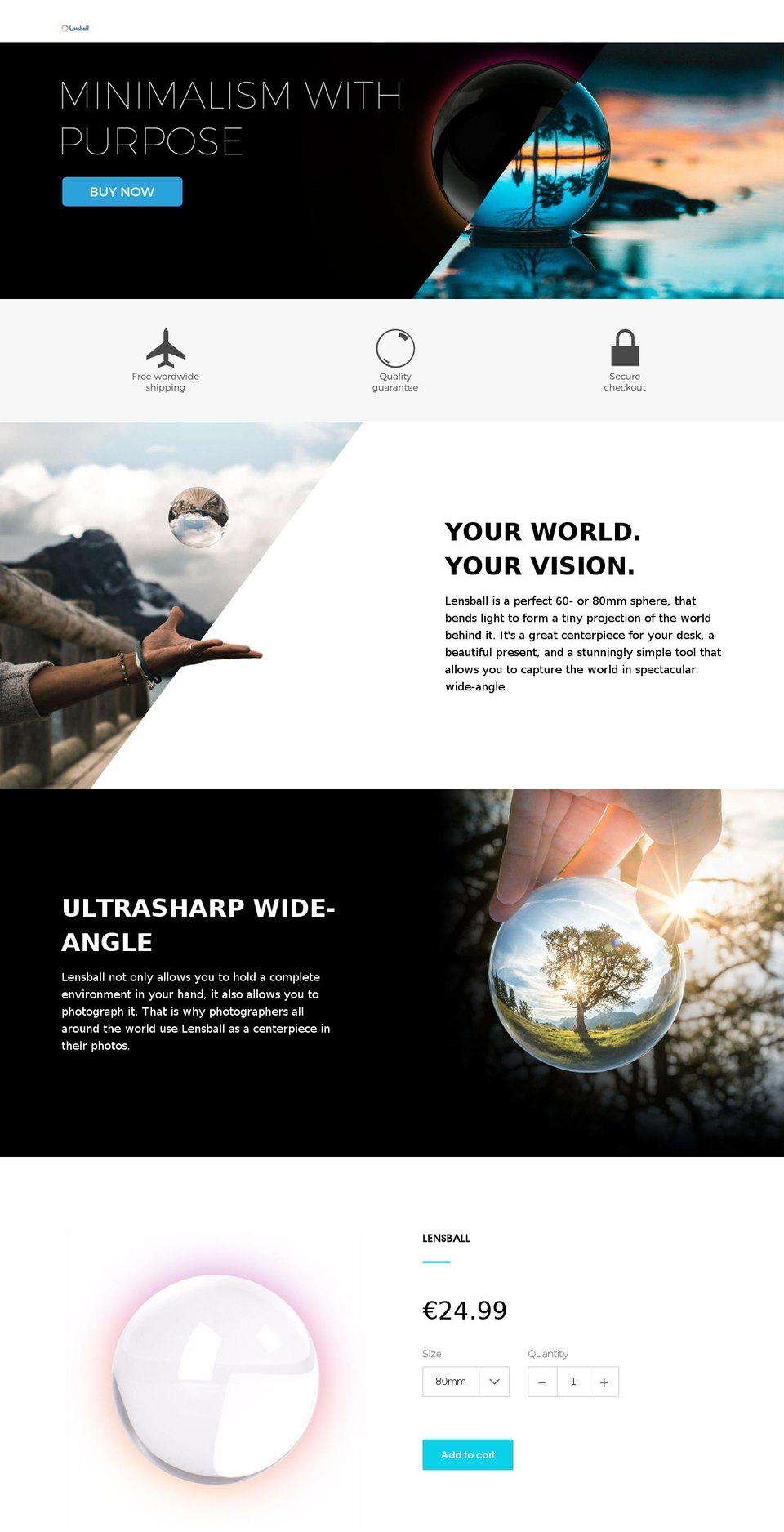lensball.com shopify website screenshot