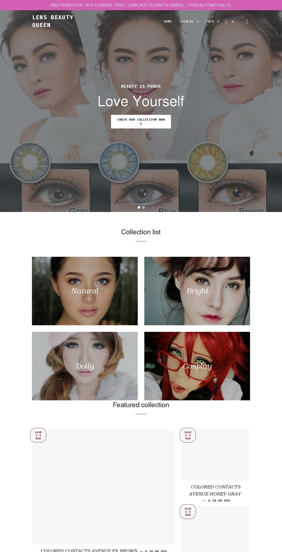 lensbeautyqueen.com shopify website screenshot