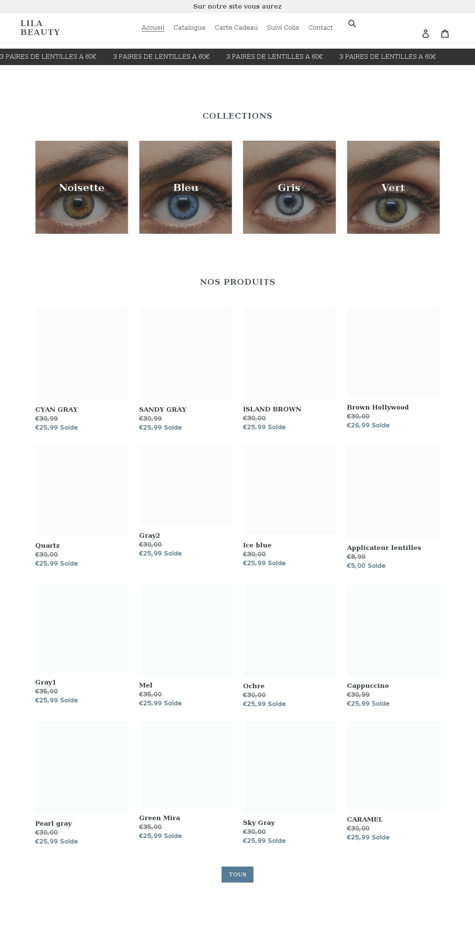 lensesby-lila.com shopify website screenshot