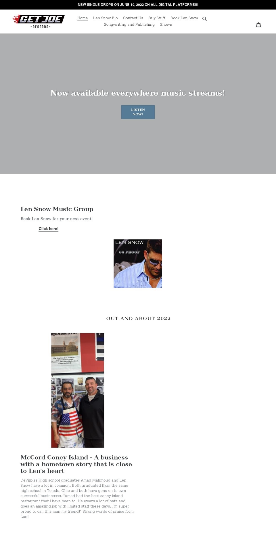 lensnowmusicgroup.com shopify website screenshot
