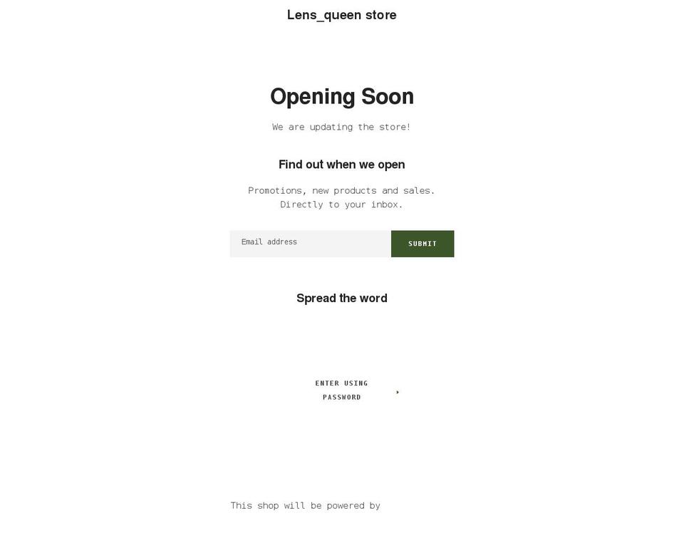 lensqueenstore.co.uk shopify website screenshot