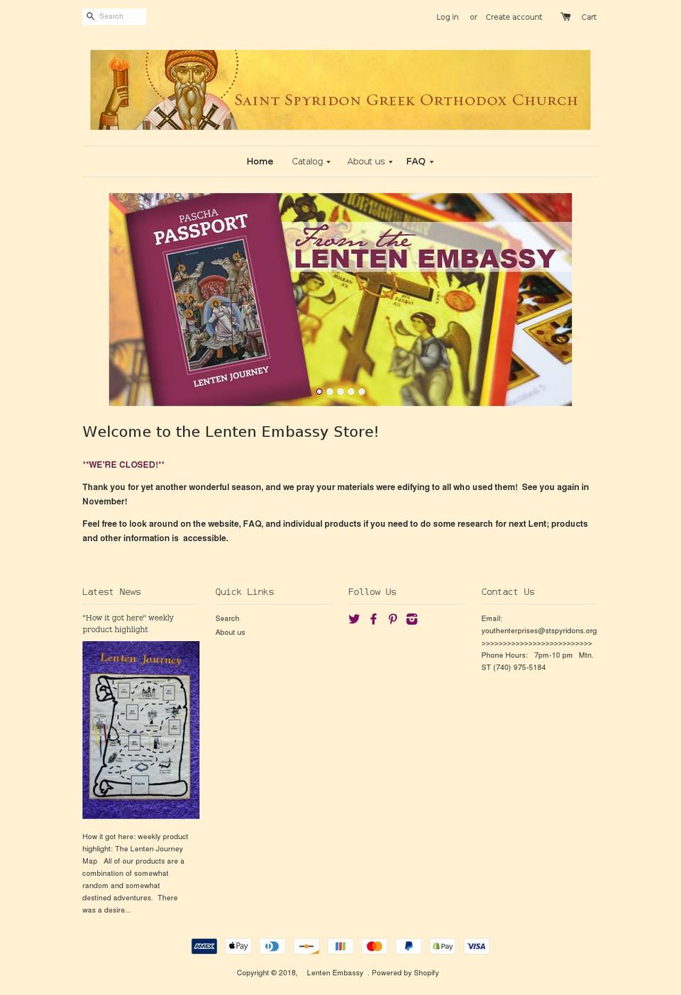 lenten-embassy.myshopify.com shopify website screenshot