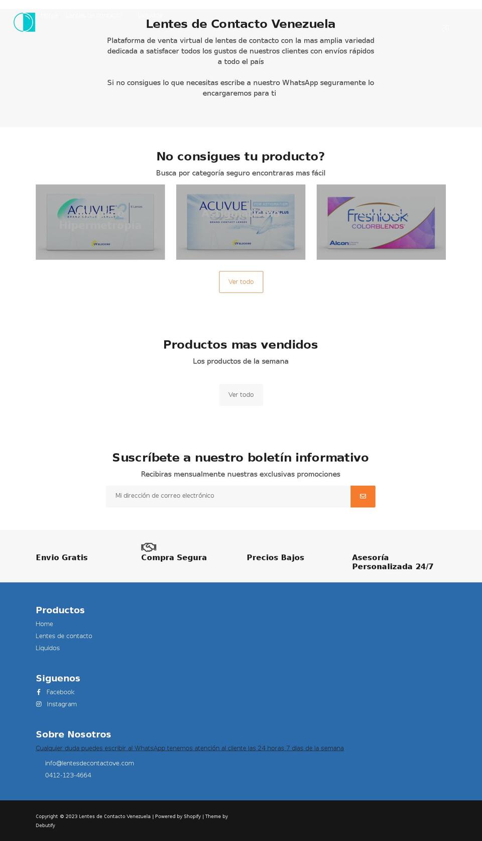 lentesdecontactove.com shopify website screenshot
