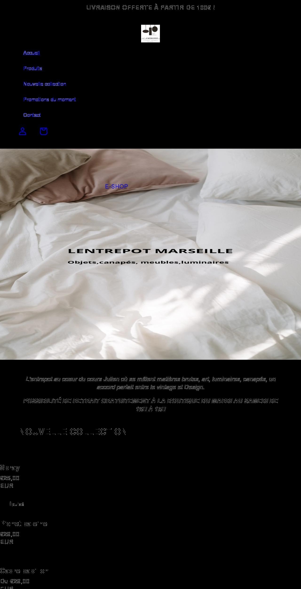 lentrepotmarseille.com shopify website screenshot