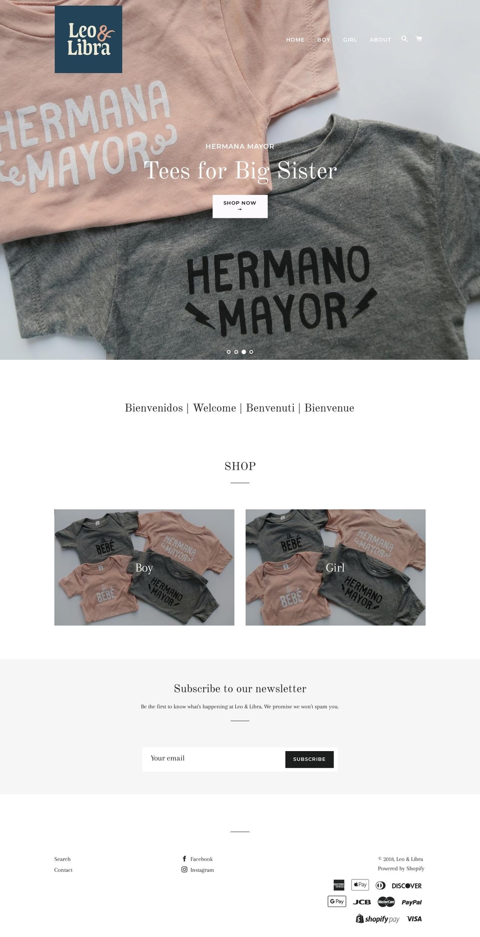 leoandlibra.com — Shopify storefront screenshot