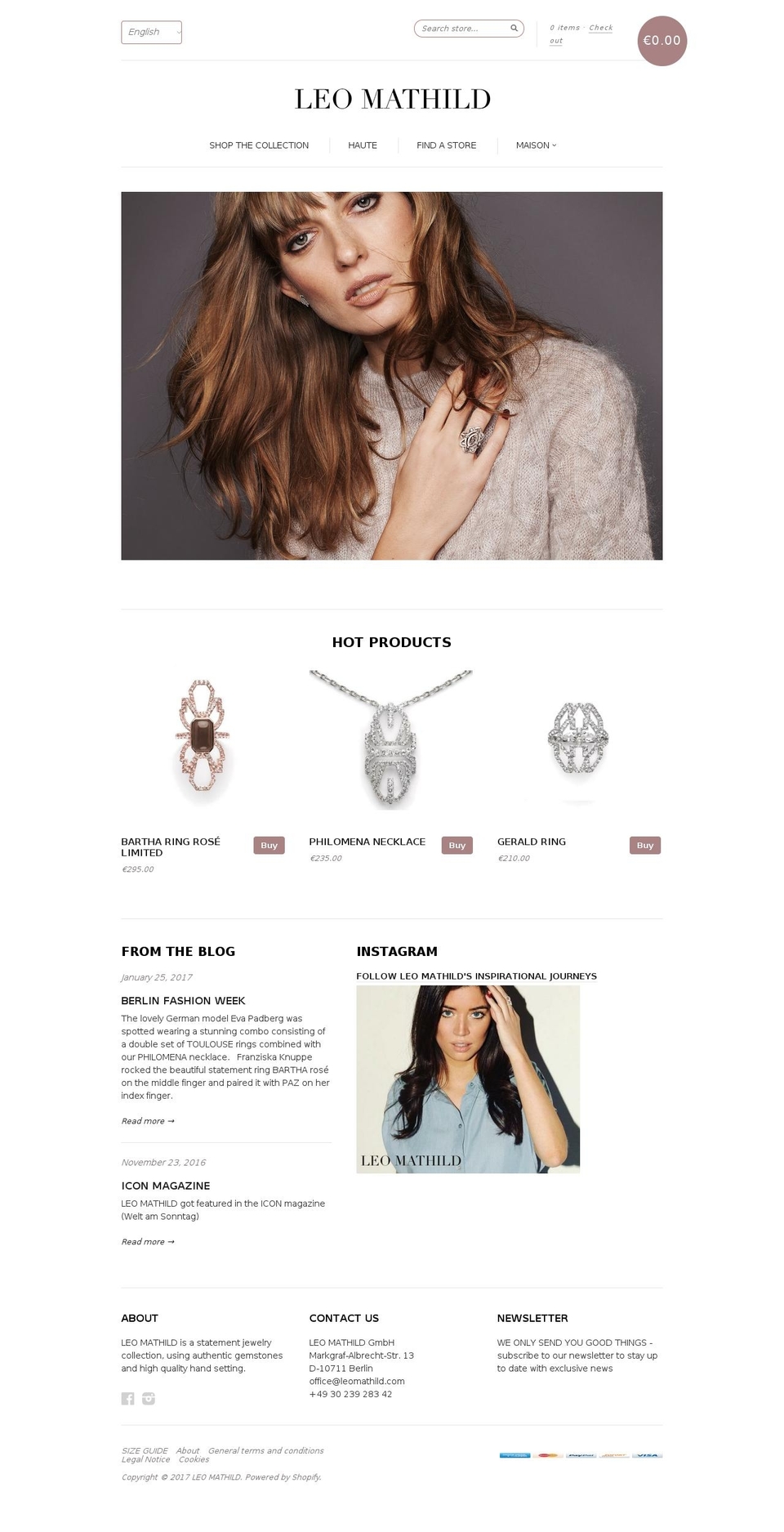 leomathild.com shopify website screenshot