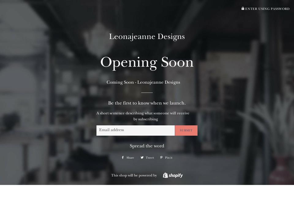 leonajeannedesigns.com shopify website screenshot