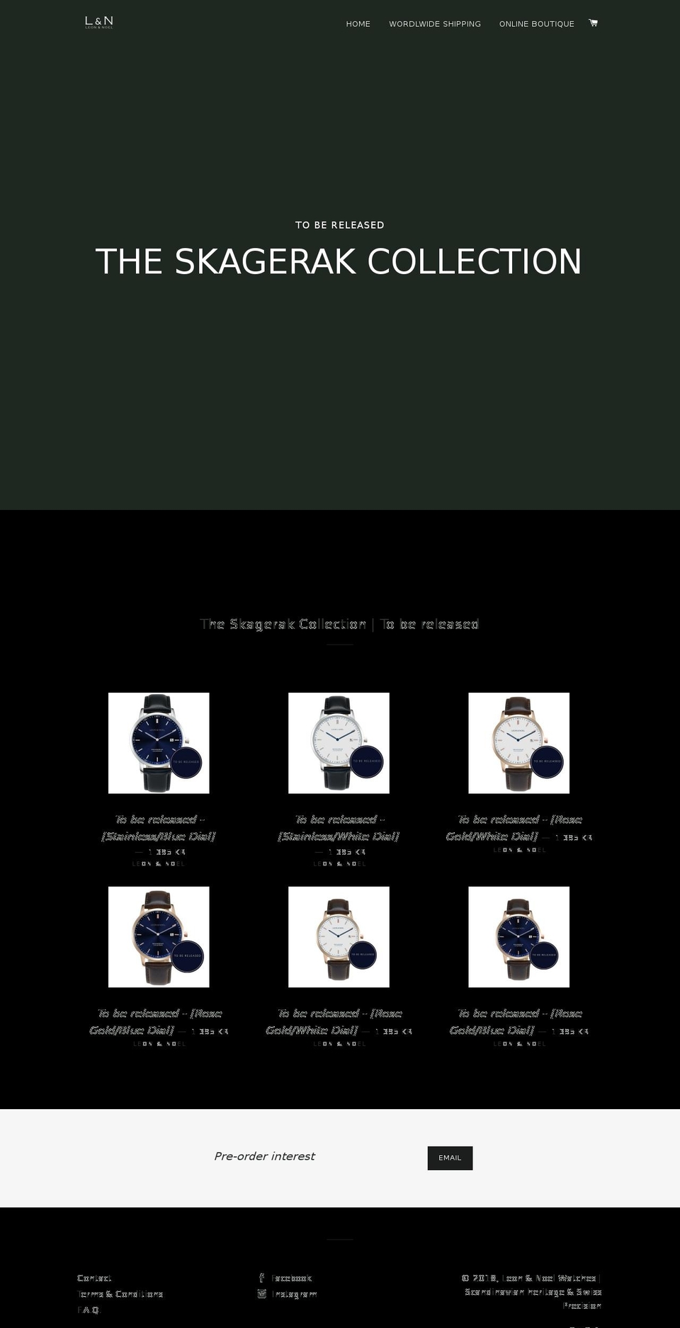 leonandnoelwatches.com — Shopify storefront screenshot