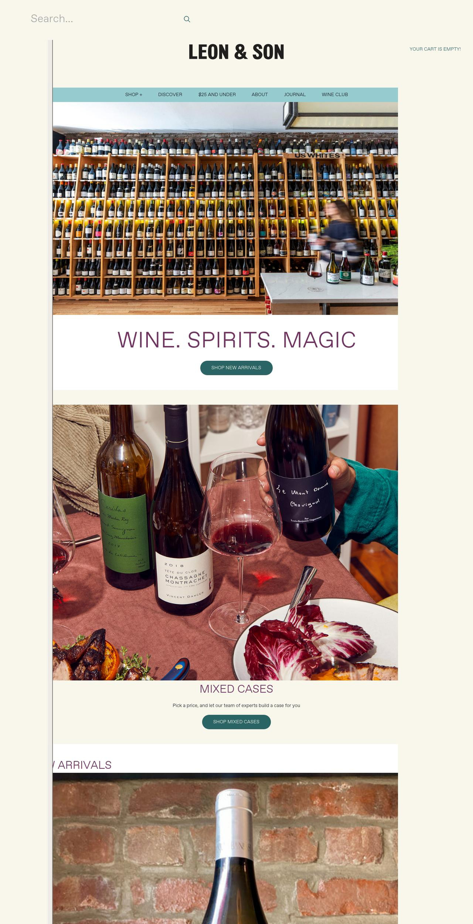 leonandsonwine.com shopify website screenshot