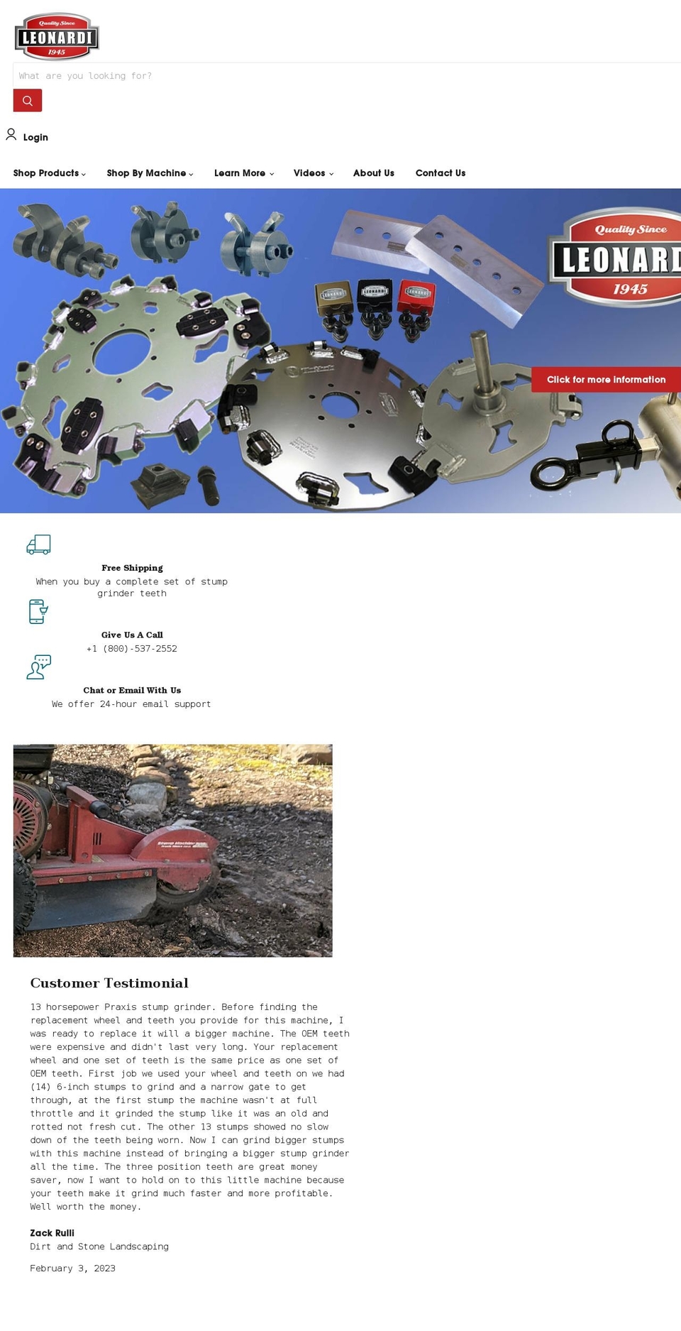 leonarditreecare.com shopify website screenshot