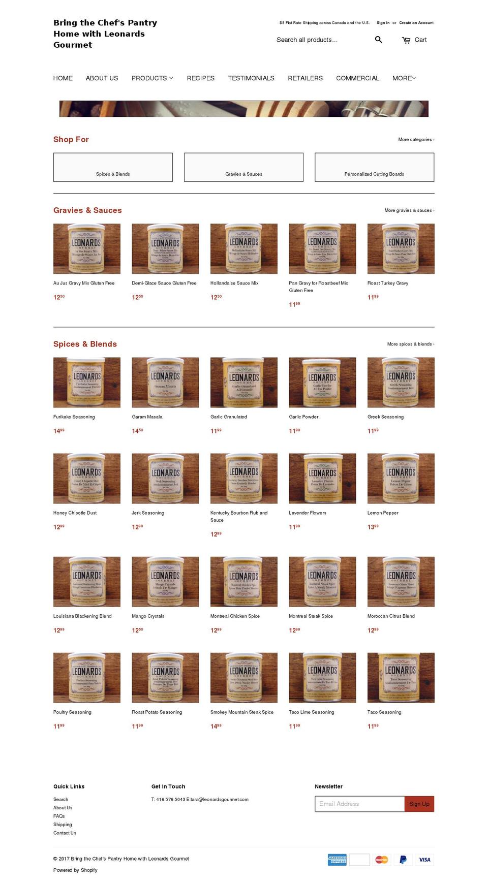 leonardsgourmet.com shopify website screenshot
