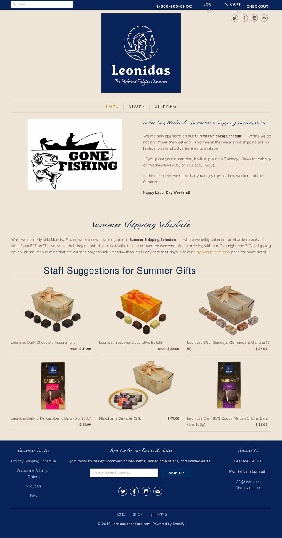 leonidasbelgiumchocolate.com — Shopify storefront screenshot