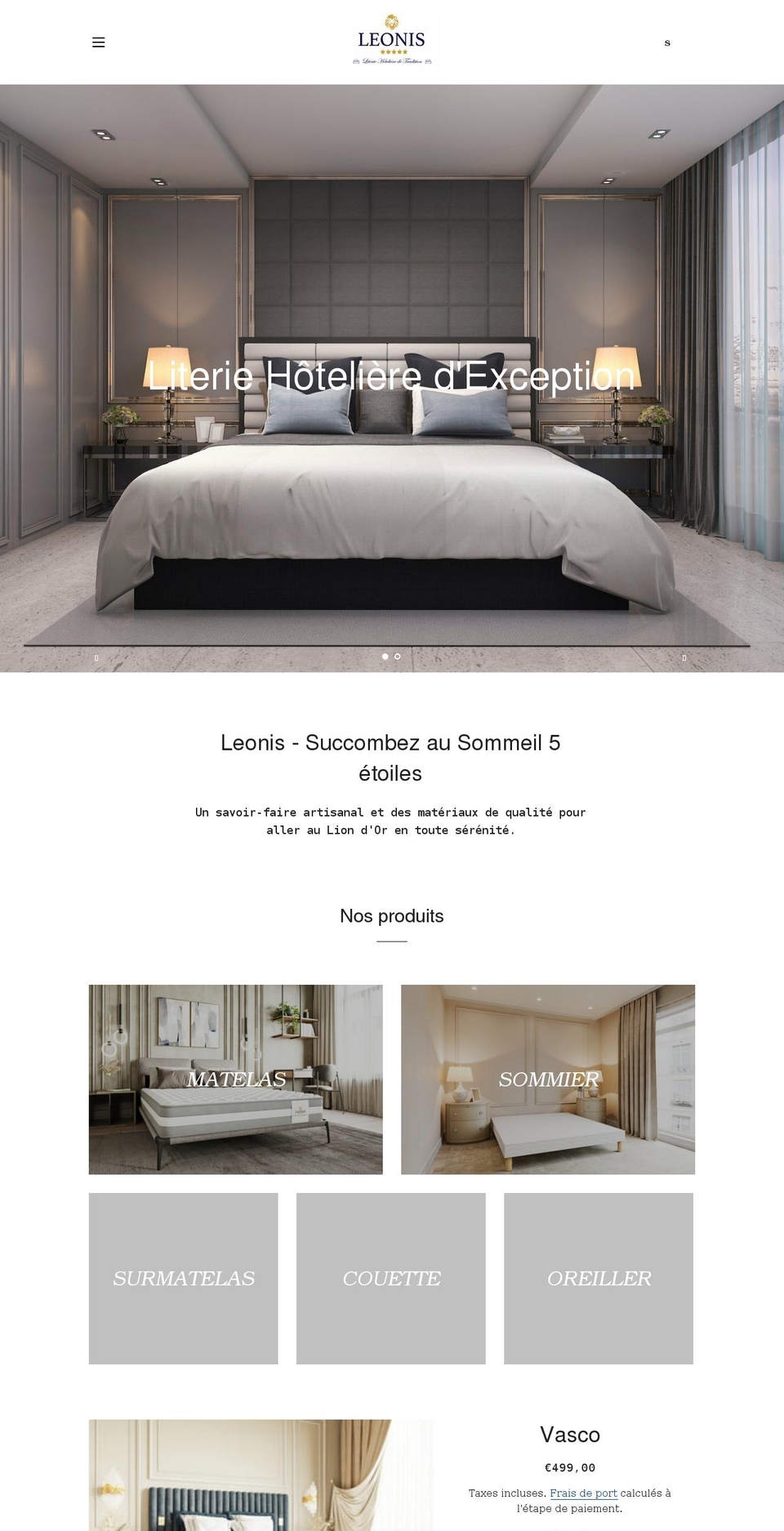 leonis-literie.com shopify website screenshot