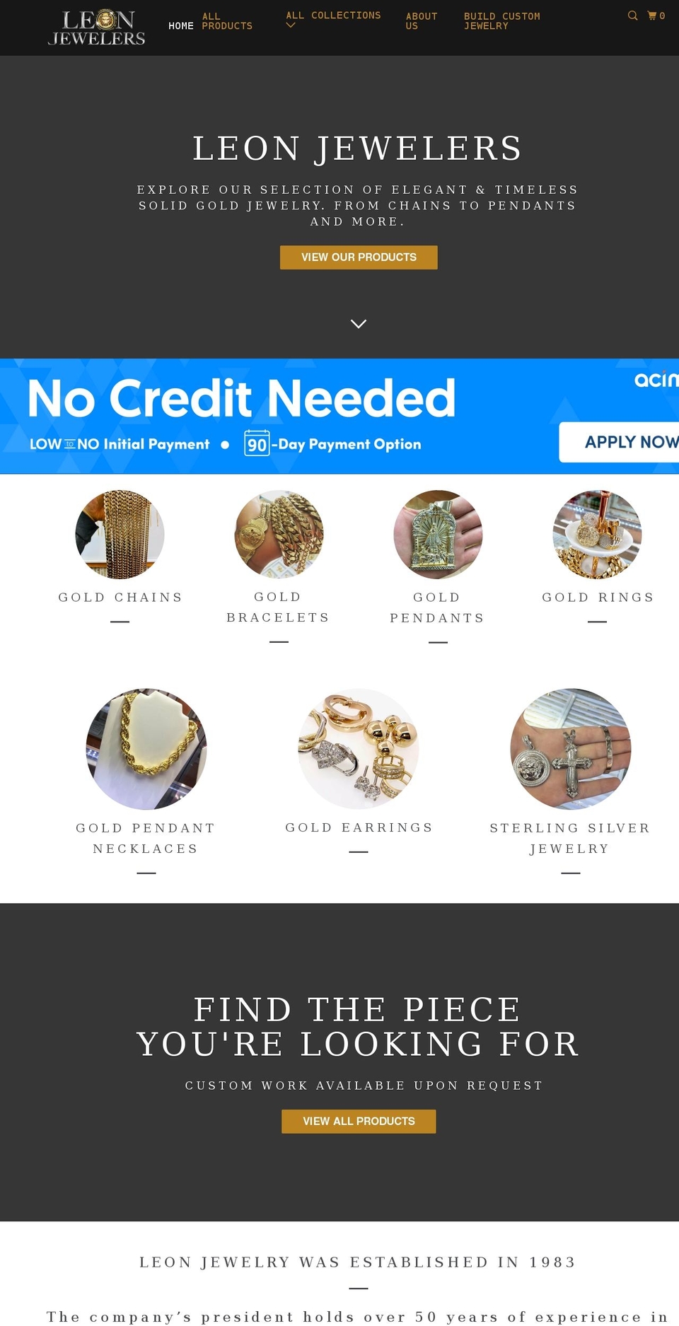 leonjewelers.com shopify website screenshot