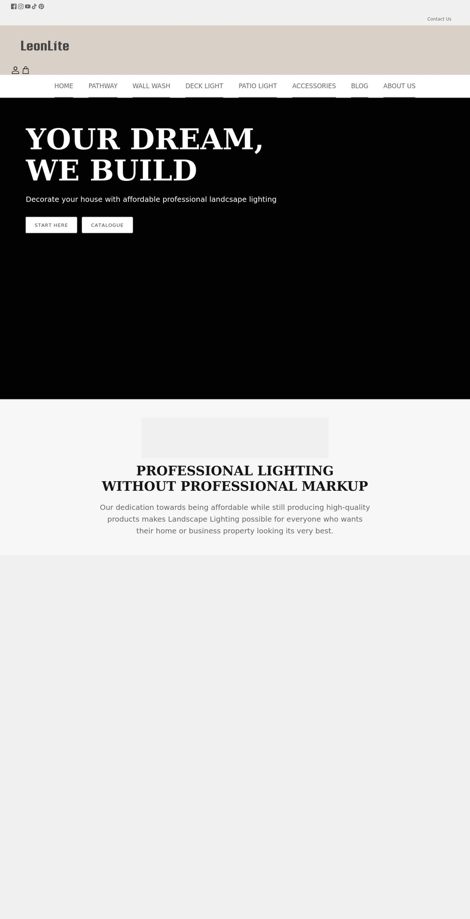 leonlite.com shopify website screenshot