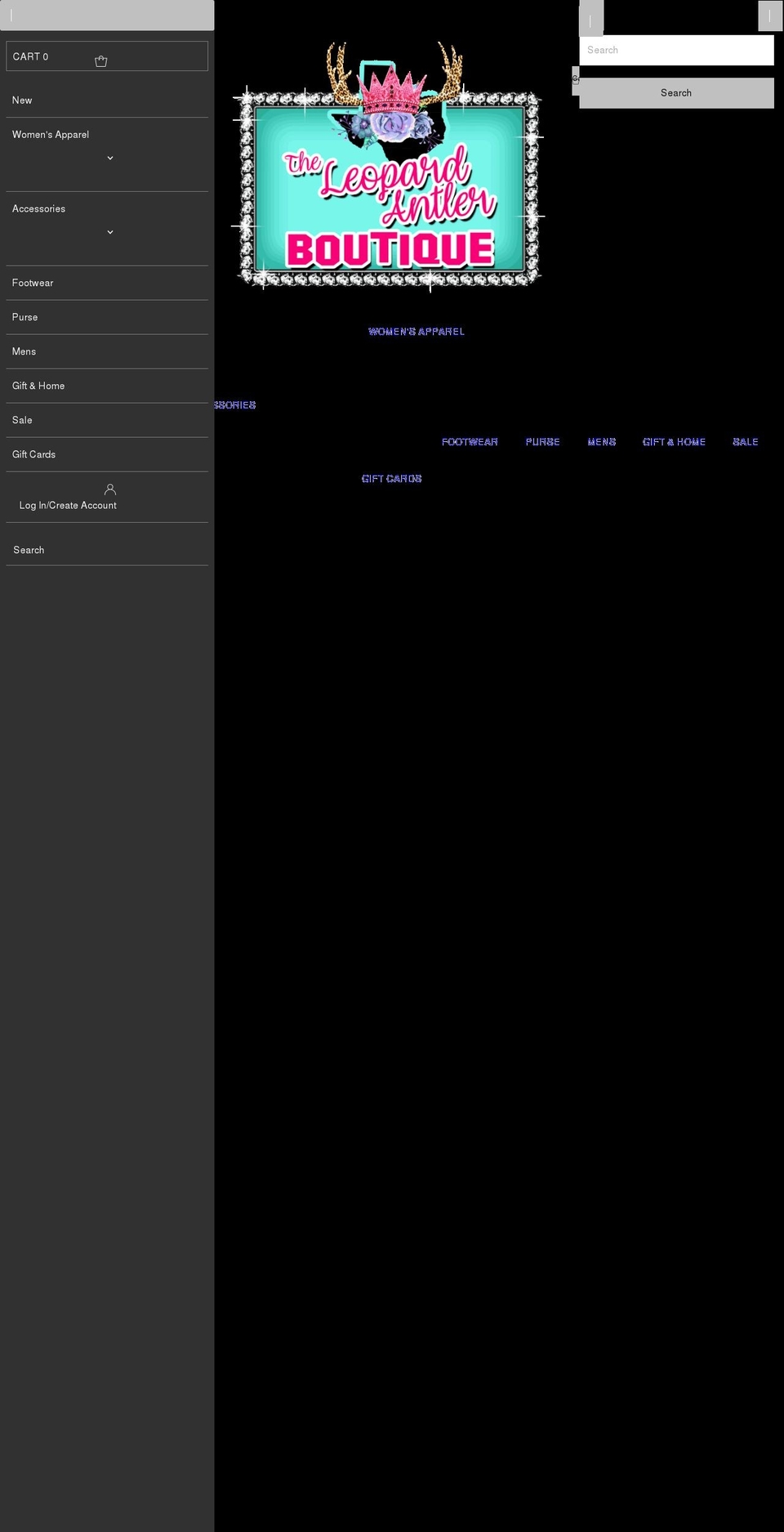 leopardantlerboutique.com shopify website screenshot