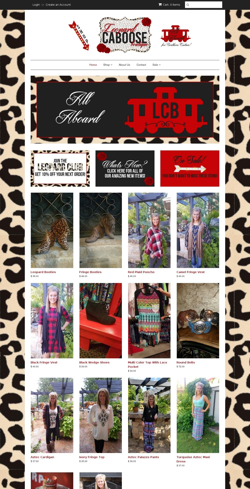 leopardcabooseboutique.com shopify website screenshot