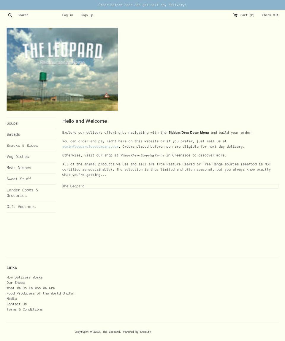 leopardfoodcompany.com shopify website screenshot