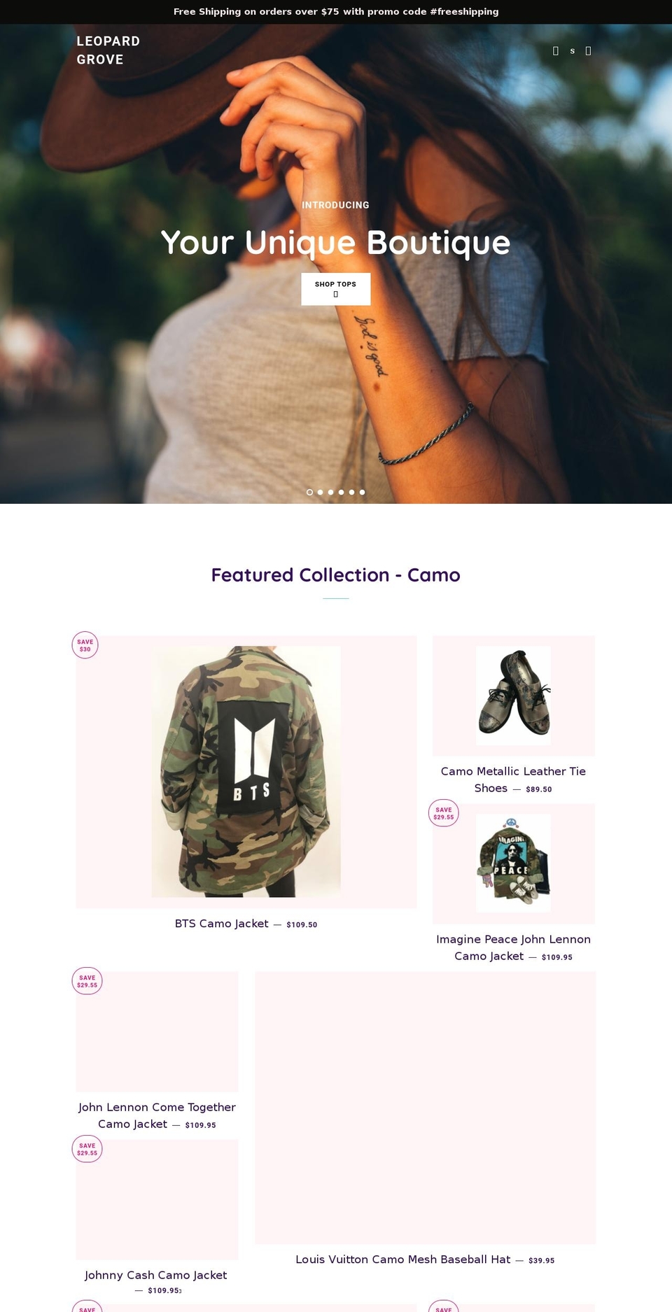 leopardgrove.com — Shopify storefront screenshot