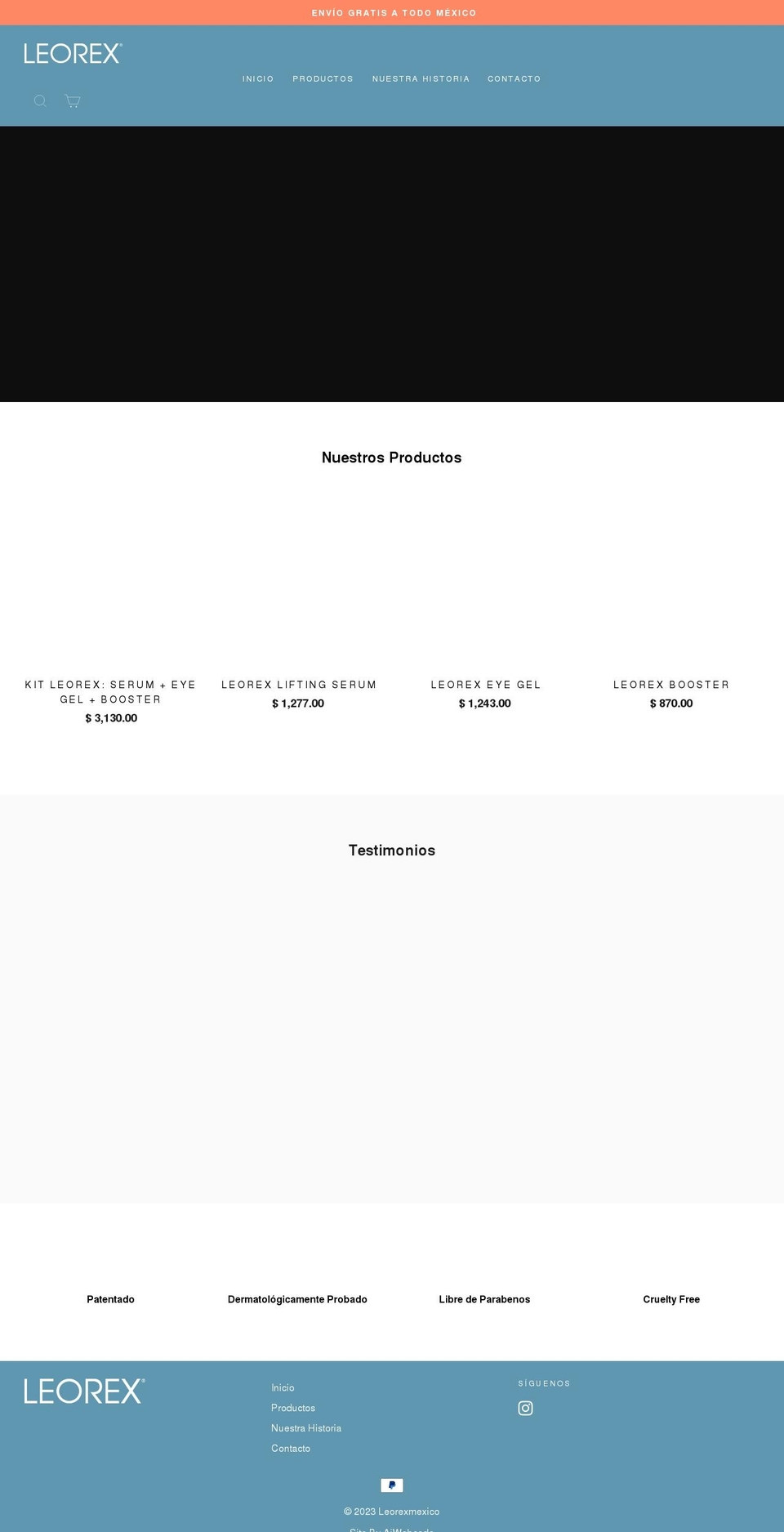 leorex.com.mx shopify website screenshot
