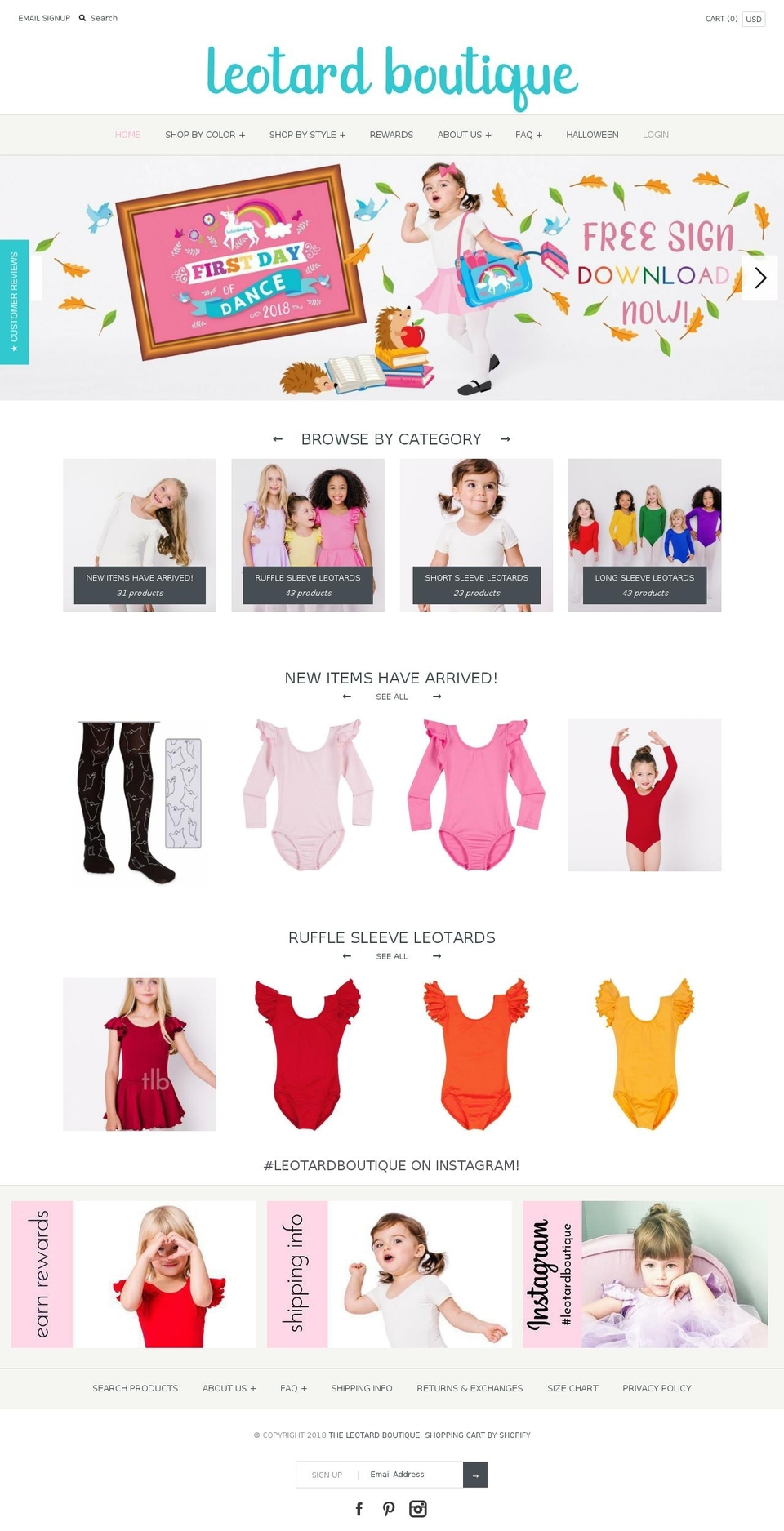 leotardboutique.biz shopify website screenshot