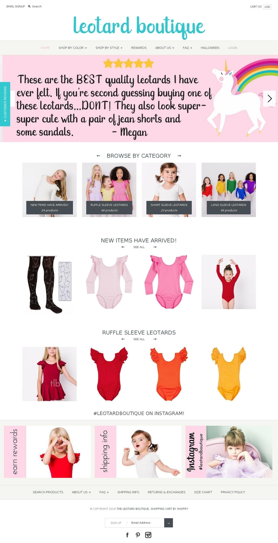 leotardshoppe.com — Shopify storefront screenshot