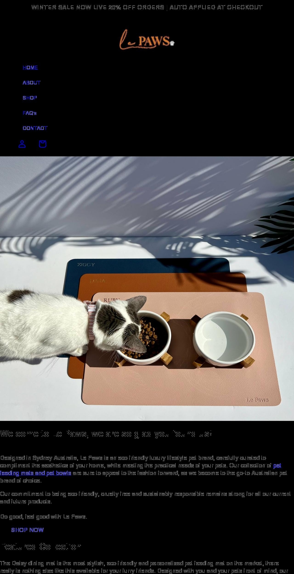 lepaws.com.au shopify website screenshot