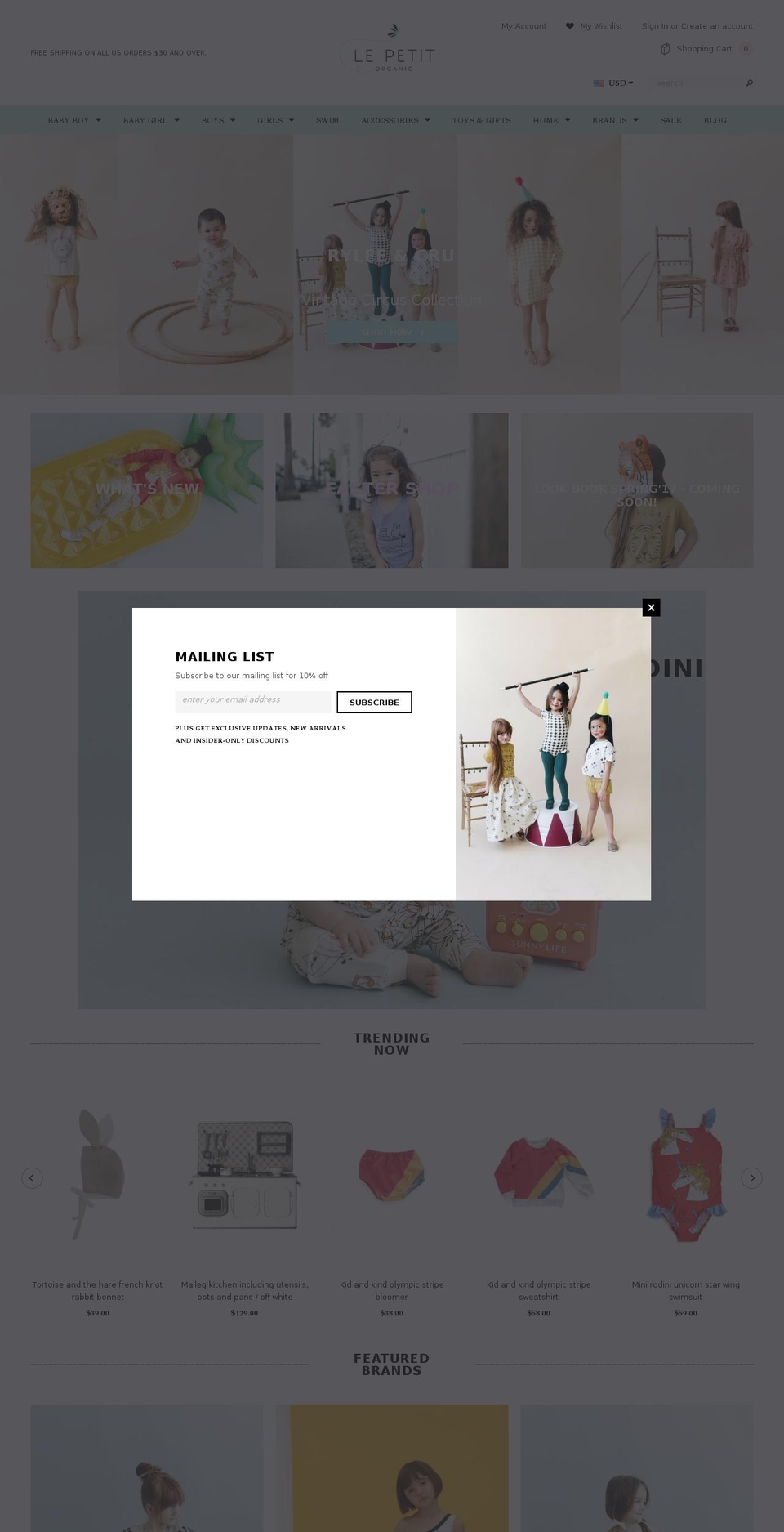 lepetitorganic.com shopify website screenshot