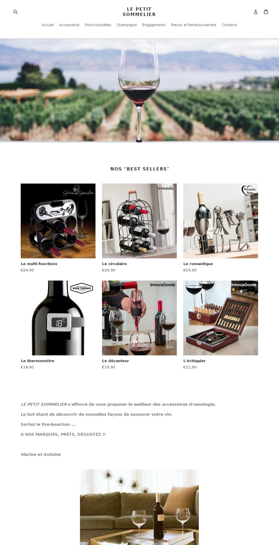 lepetitsommelier.fr shopify website screenshot