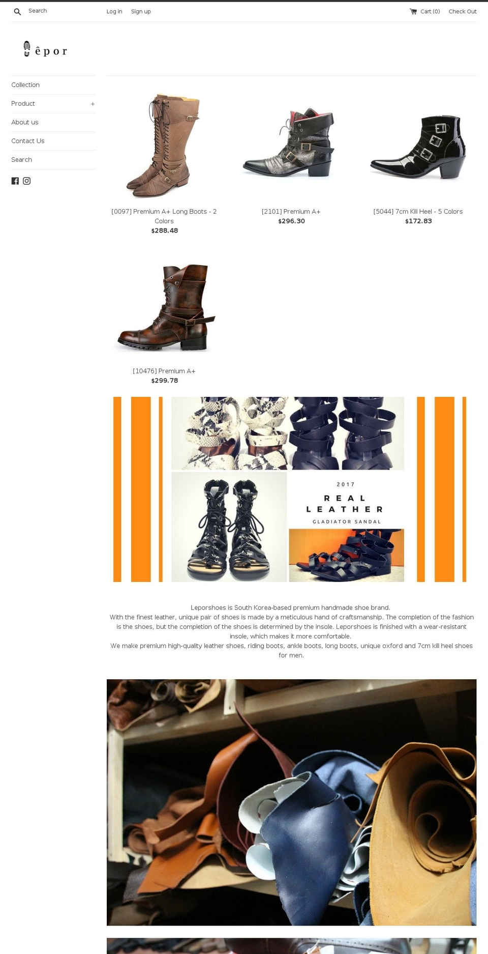 leporshoes.com shopify website screenshot