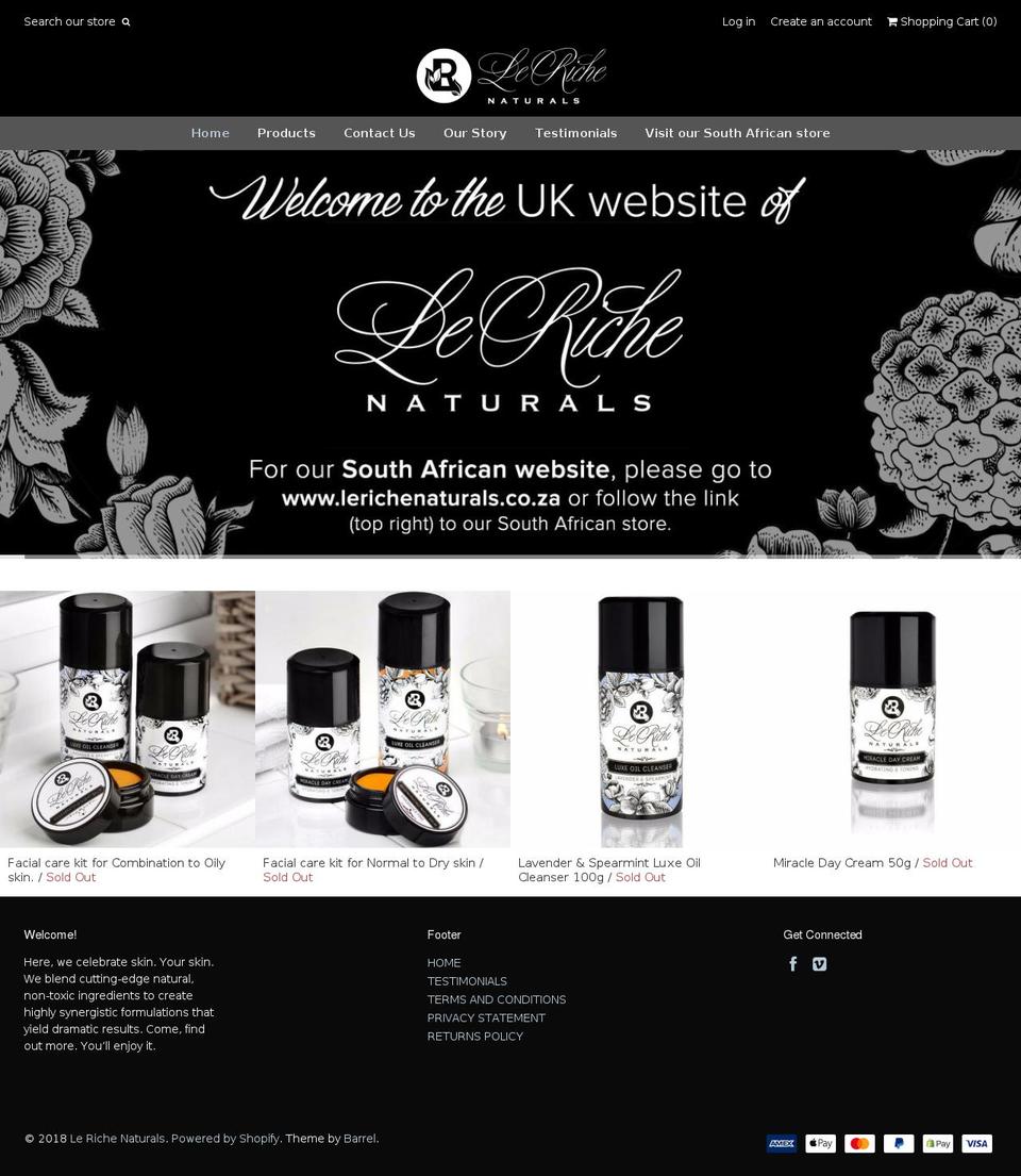 lerichenaturals.com — Shopify storefront screenshot