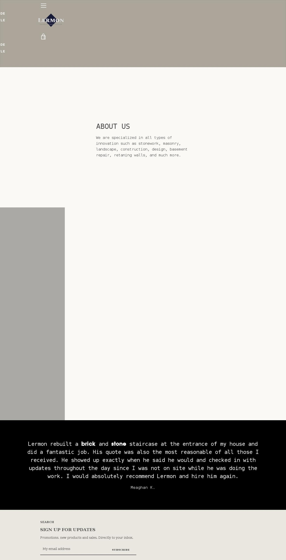 lermonconstruction.com shopify website screenshot