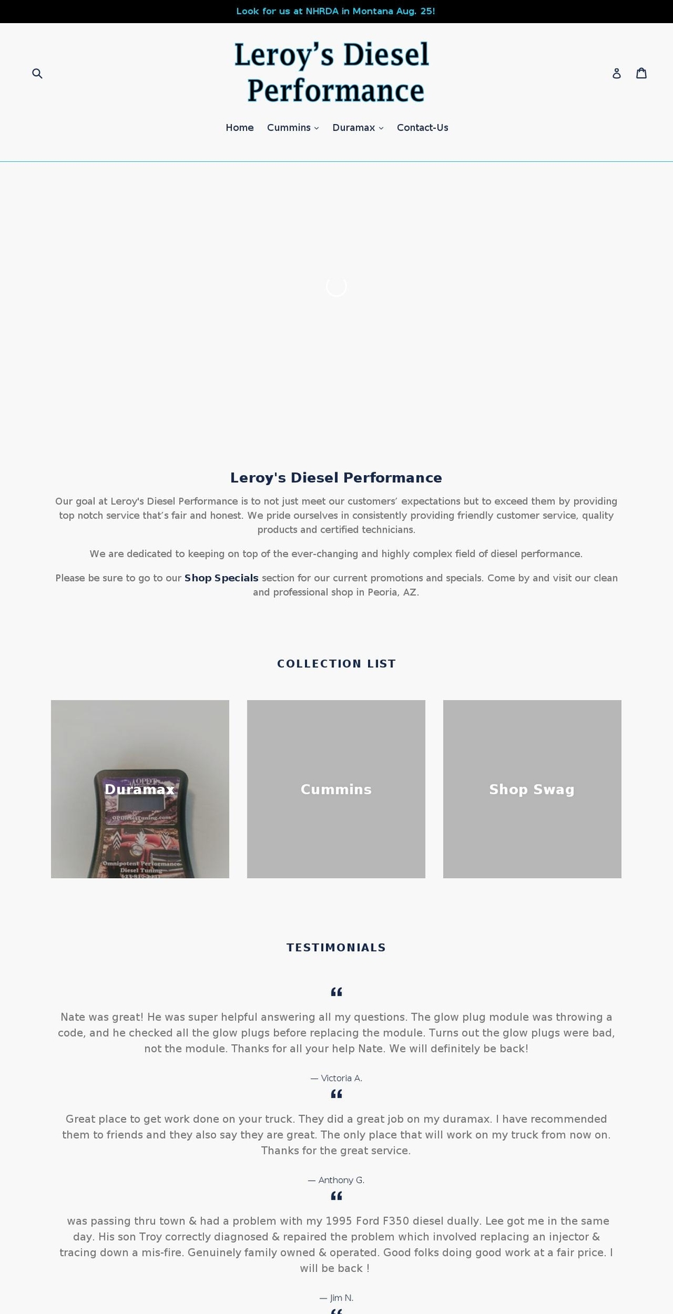 leroysdiesel.com — Shopify storefront screenshot
