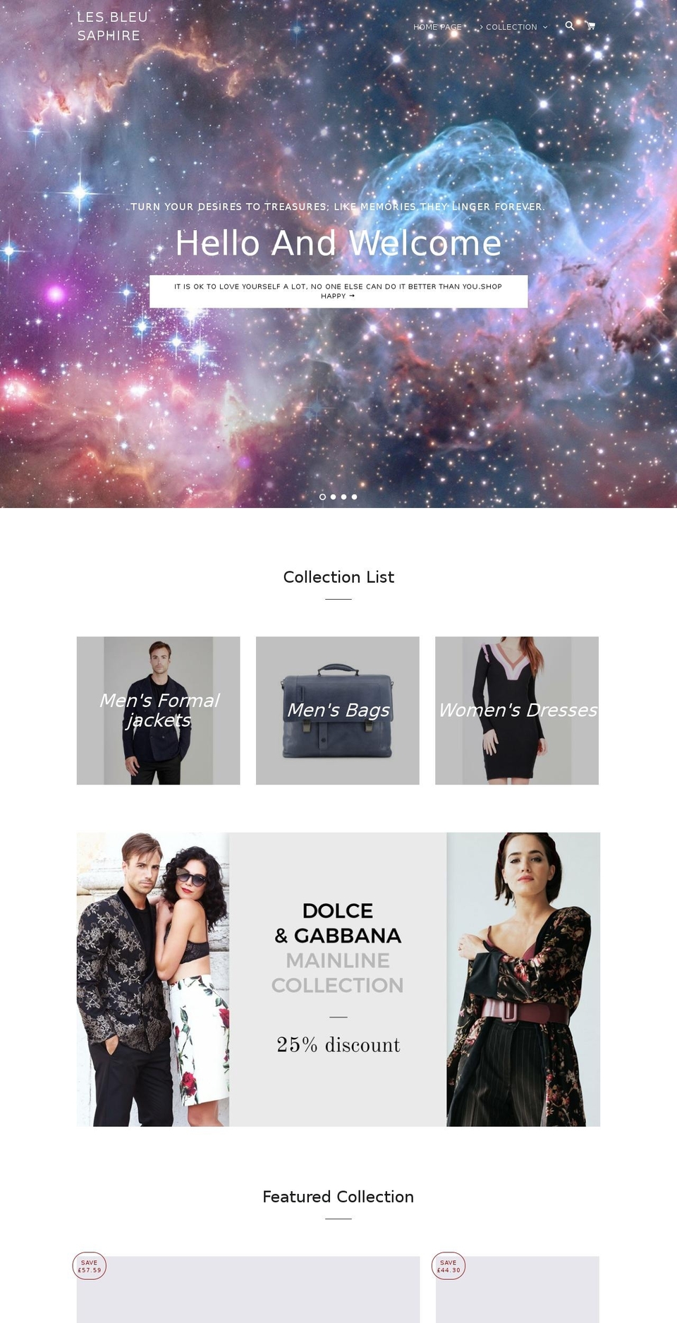 les-bleu-saphire.co.uk shopify website screenshot