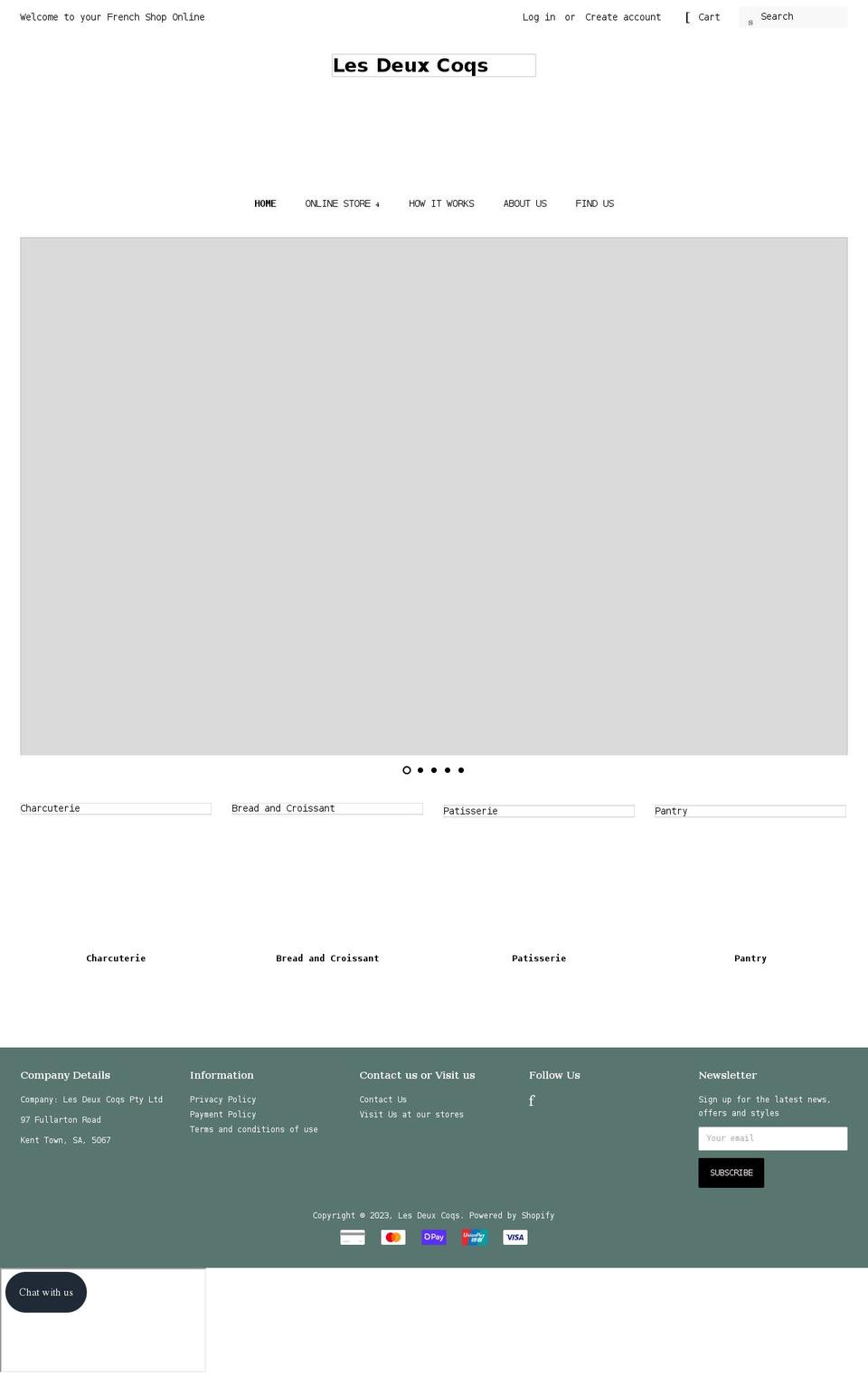 les-deux-coqs.com.au shopify website screenshot
