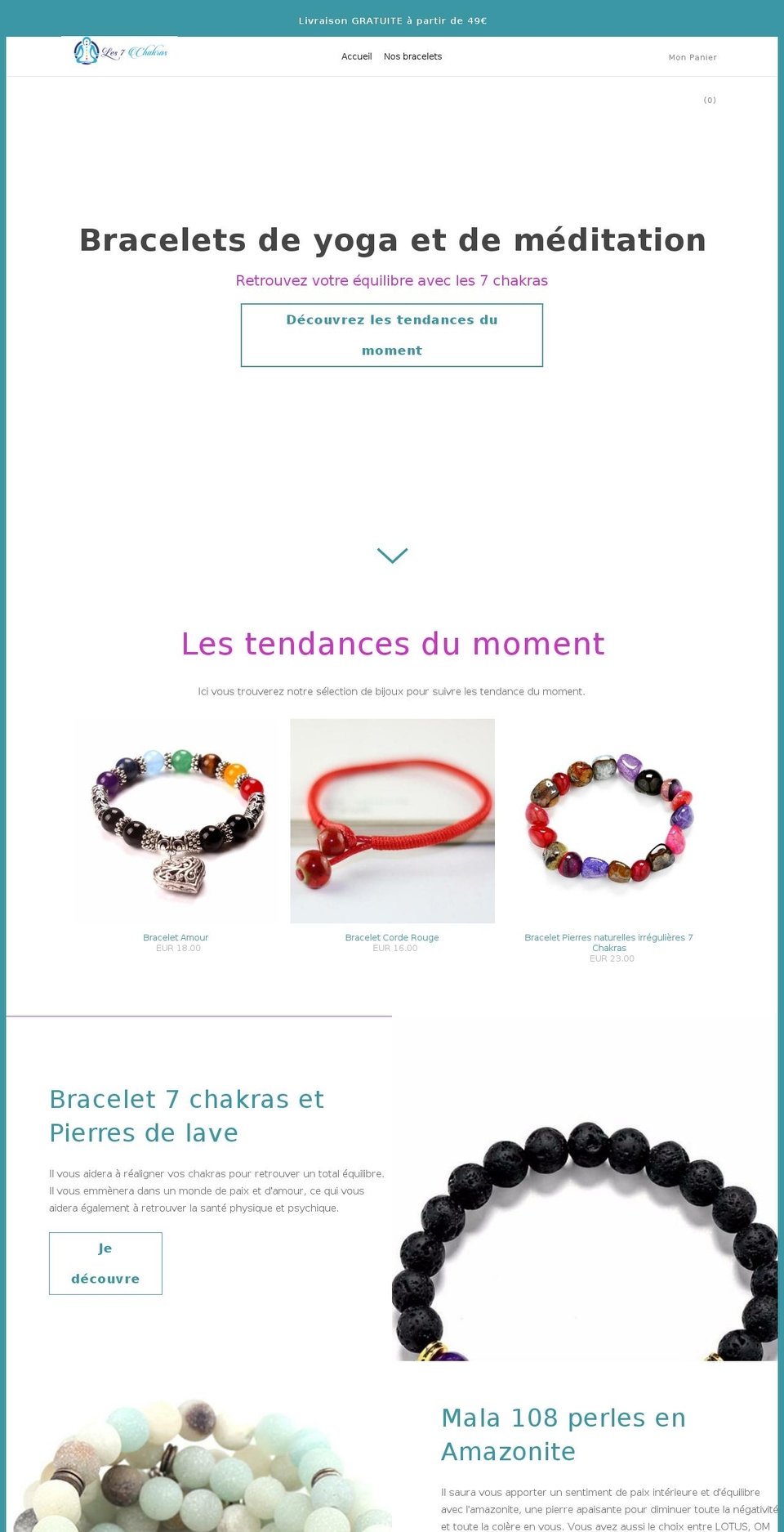 les7chakras.com shopify website screenshot
