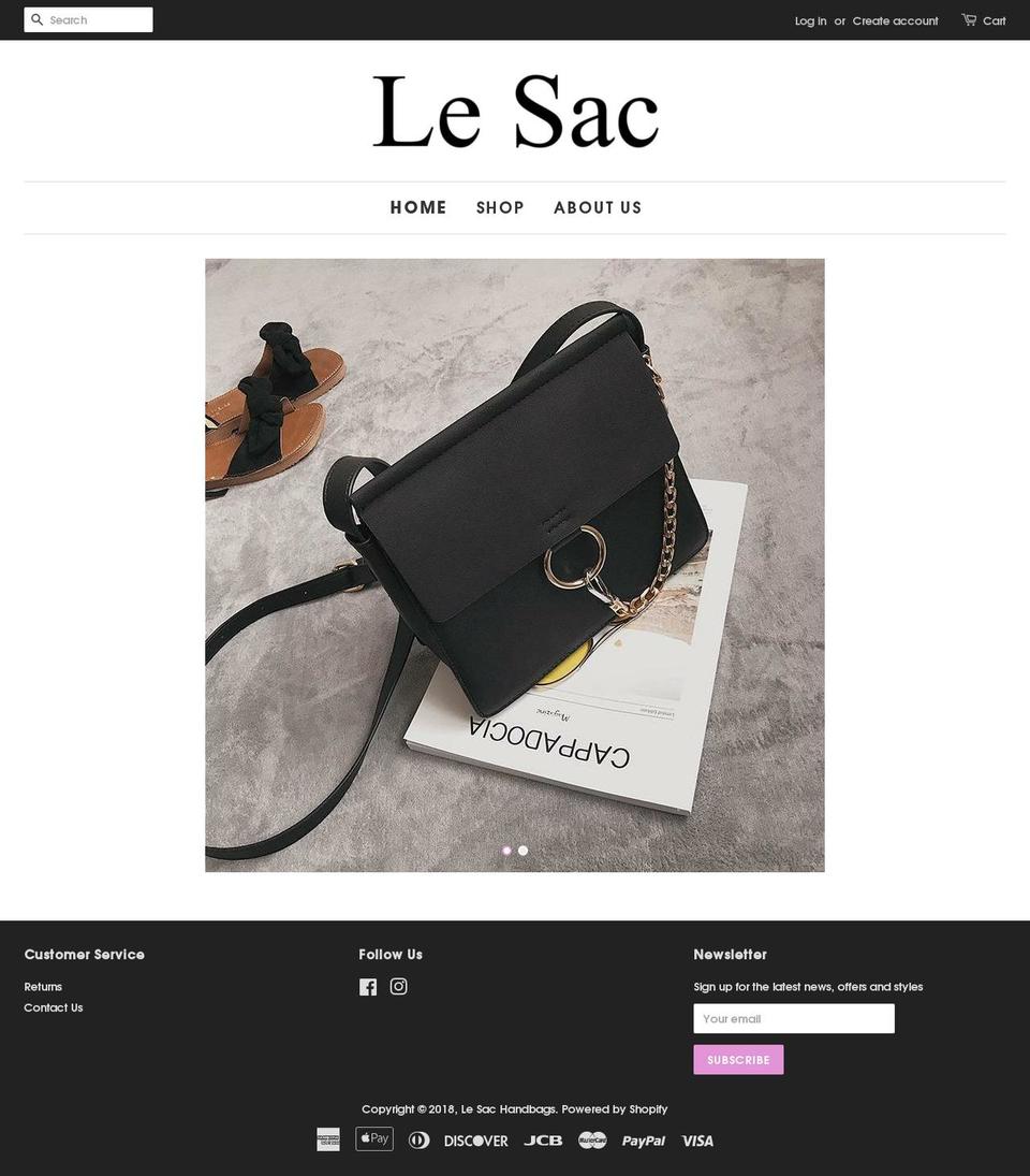 lesachandbags.com — Shopify storefront screenshot