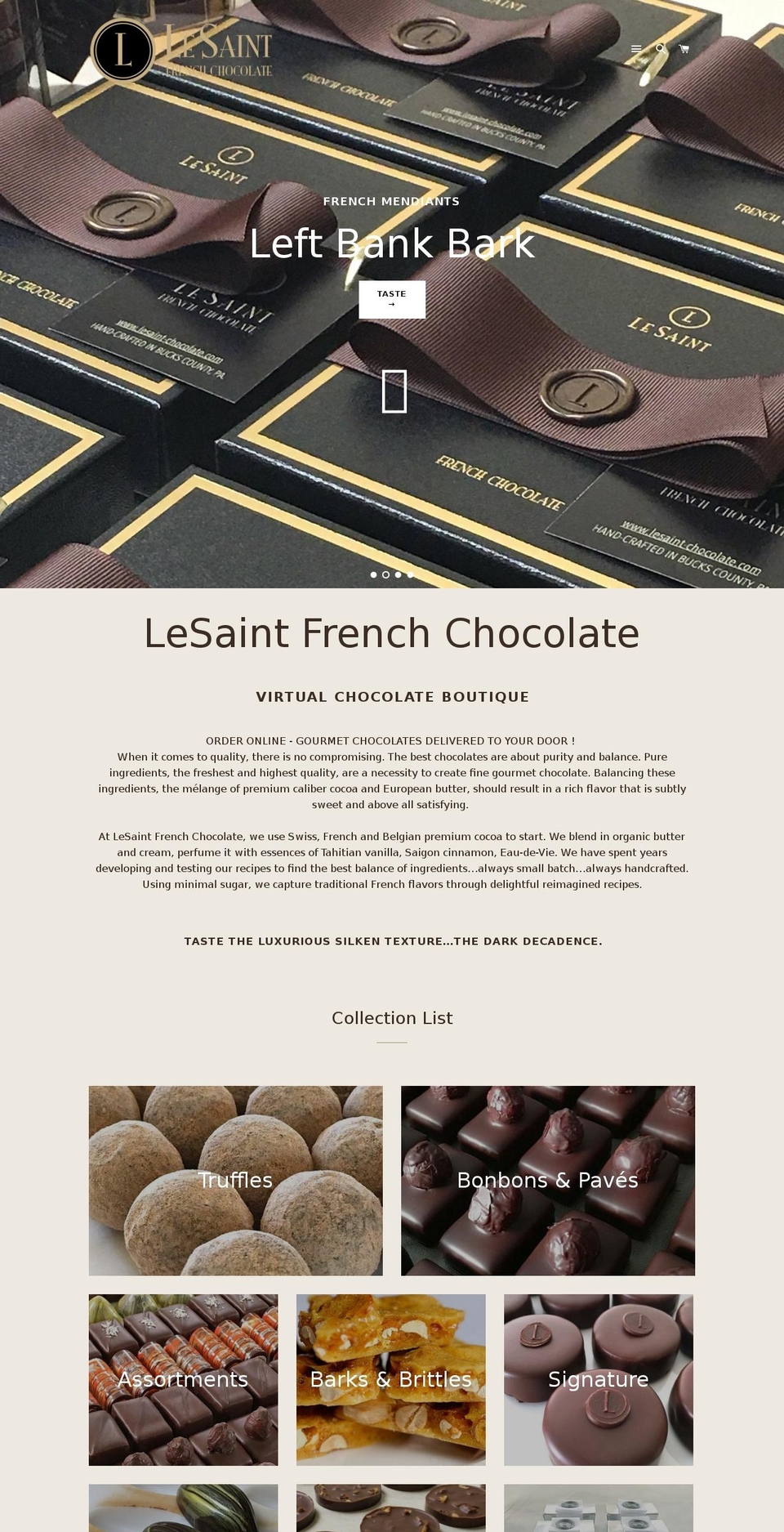 lesaint-chocolate.com shopify website screenshot